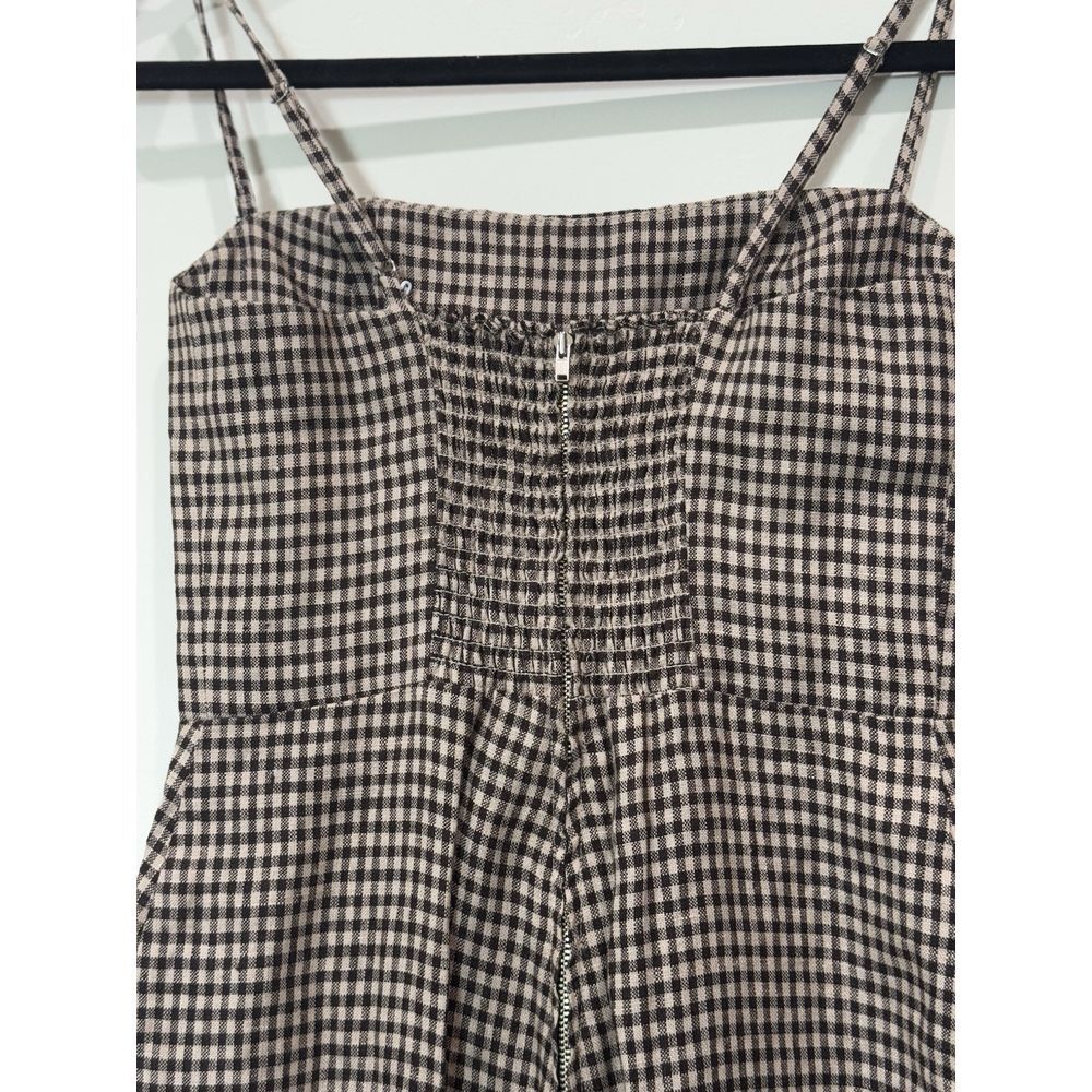 Reformation Overland Linen Jumpsuit In Tartine Check (Brown/Tan Checkered) Sz. 2 - Picture 6 of 15